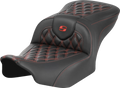 SADDLEMEN RoadSofa Seat for Harley Davidson (2014–2023) - Carbon Fiber, Lattice Stitch