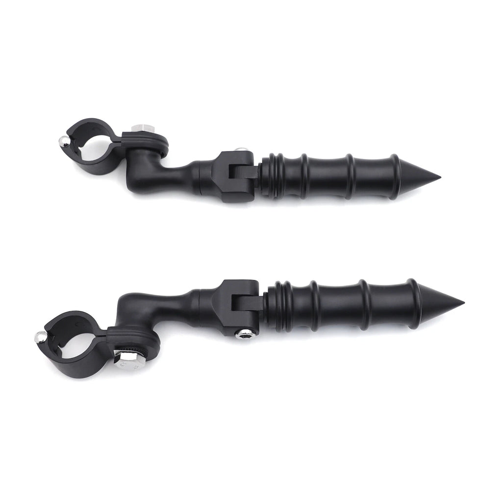 1.25" Black Bamboo Adjustable Footrest for Front Engine Guard (Fits 1.25")