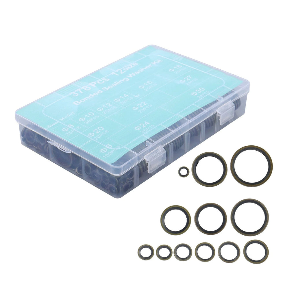 Set of 378 NBR Metal Bonded Sealing Washers for Various Applications