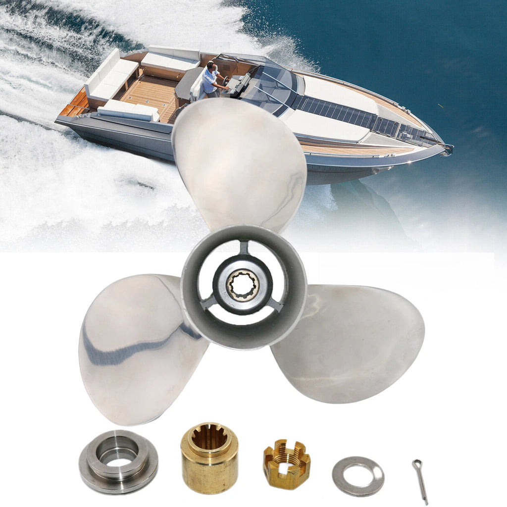 Stainless Steel Propeller 9 7/8x12 for Yamaha 20-30HP + Hardware Kit