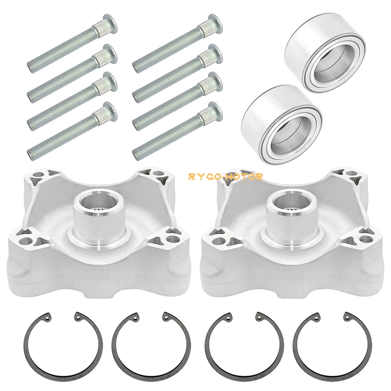 Front Wheel Hubs & Bearings & Studs Kit for Polaris RZR 800 RZR S 800 (2008–2014)