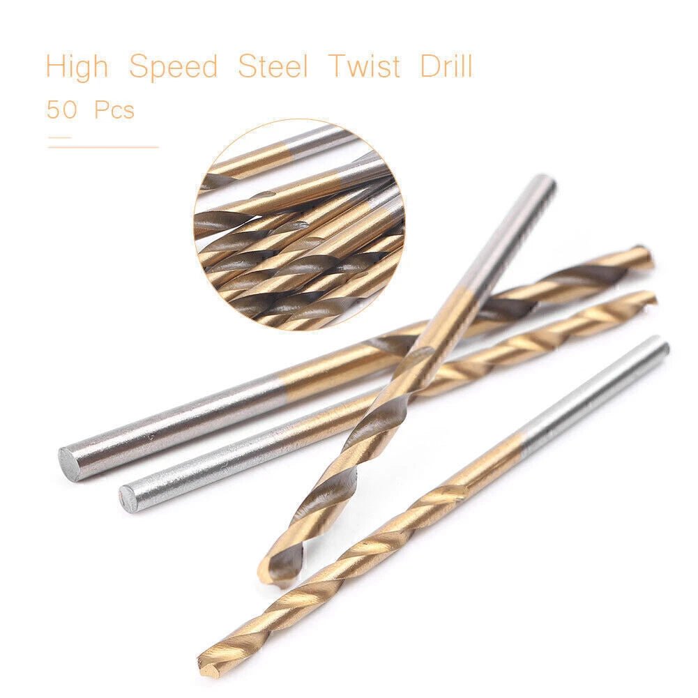 50 PCS HSS Cobalt Twist Drill Bits for Hard Metal Stainless Steel (1mm-3mm)