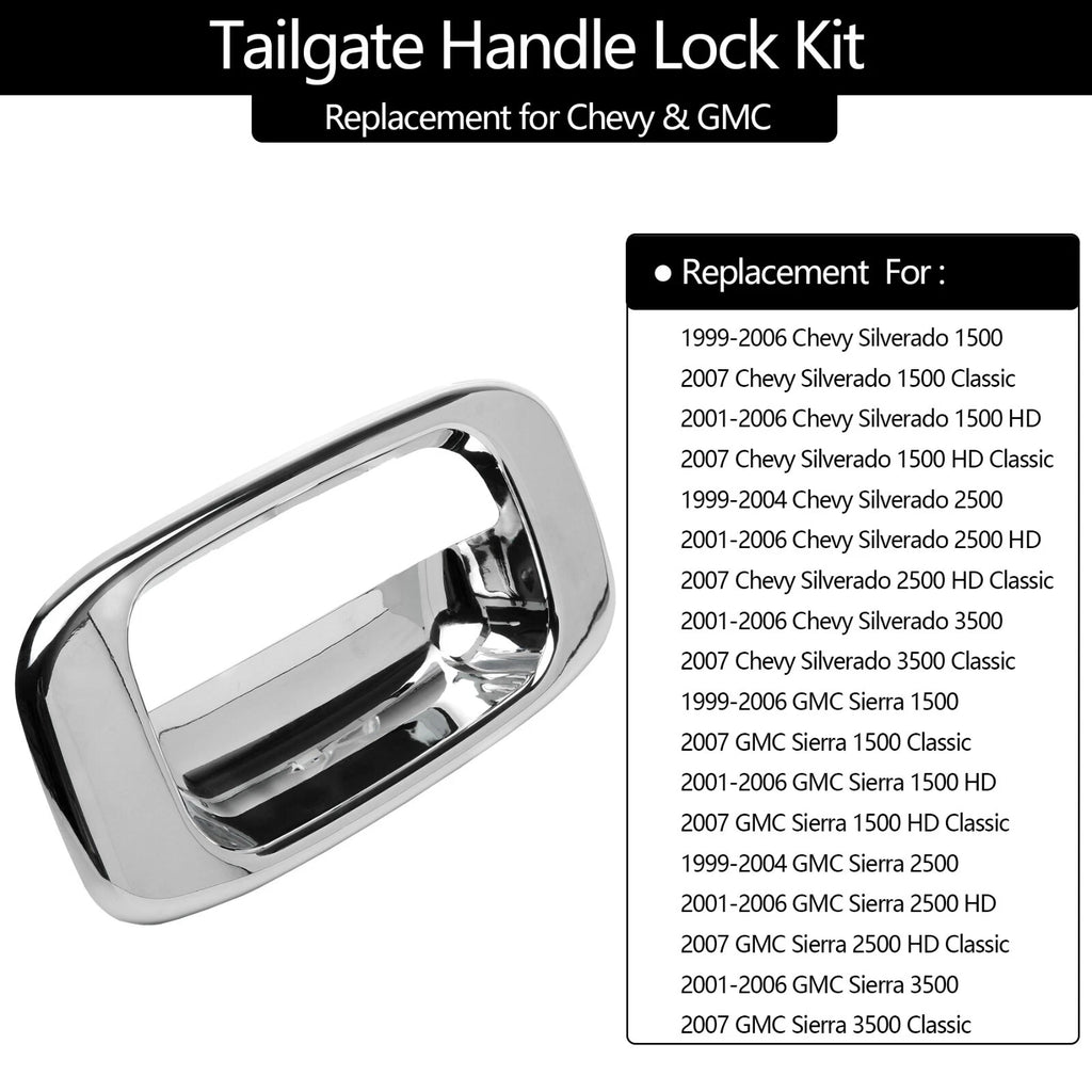 Chrome Tailgate Handle & Bezel Lock Set for Chevy Silverado GMC Sierra (1999-2007)