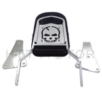 Chrome Skull Backrest Sissy Bar with Leather Pad for Kawasaki Vulcan 1500 (1986–2013)
