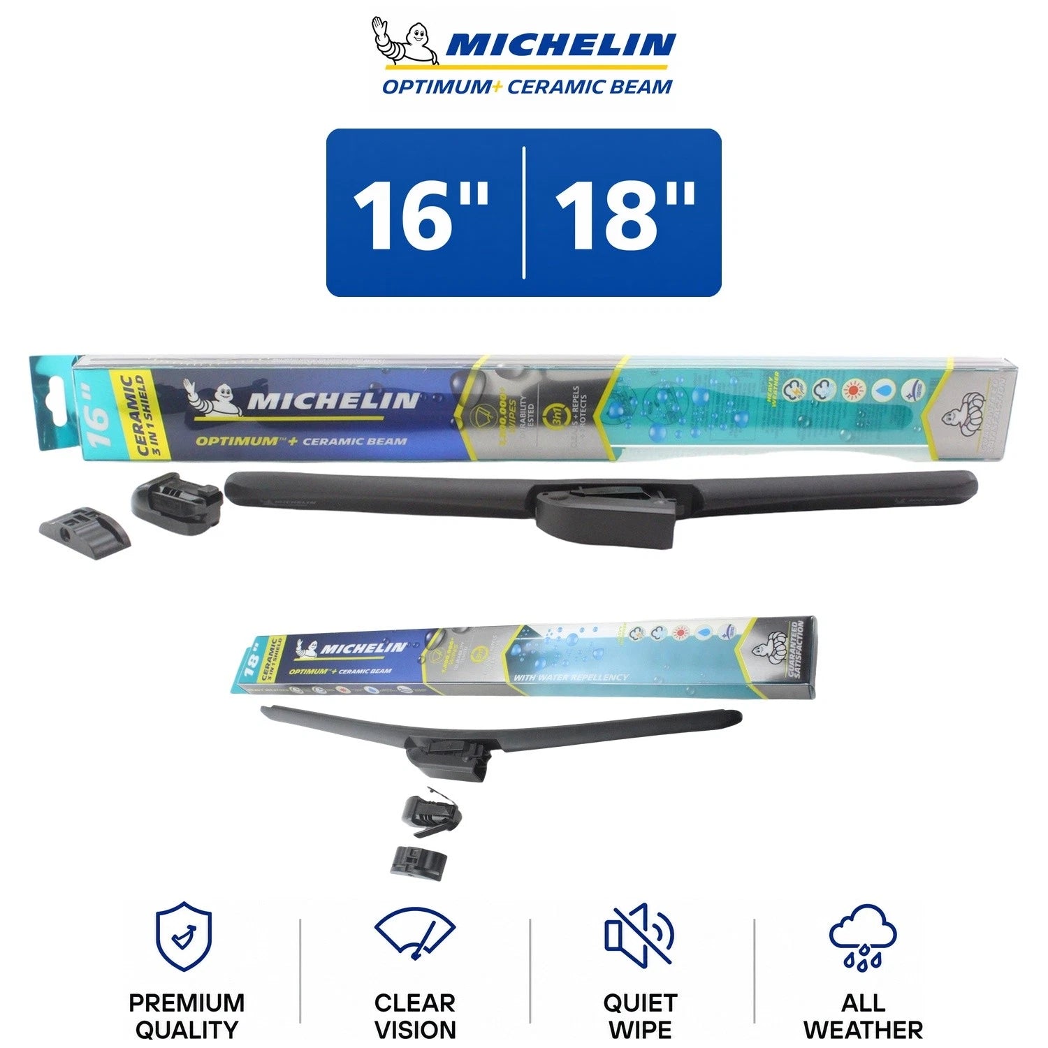Set of 2 Michelin Optimum+ 16"/18" Wiper Blades for Dodge B1500 (1995)
