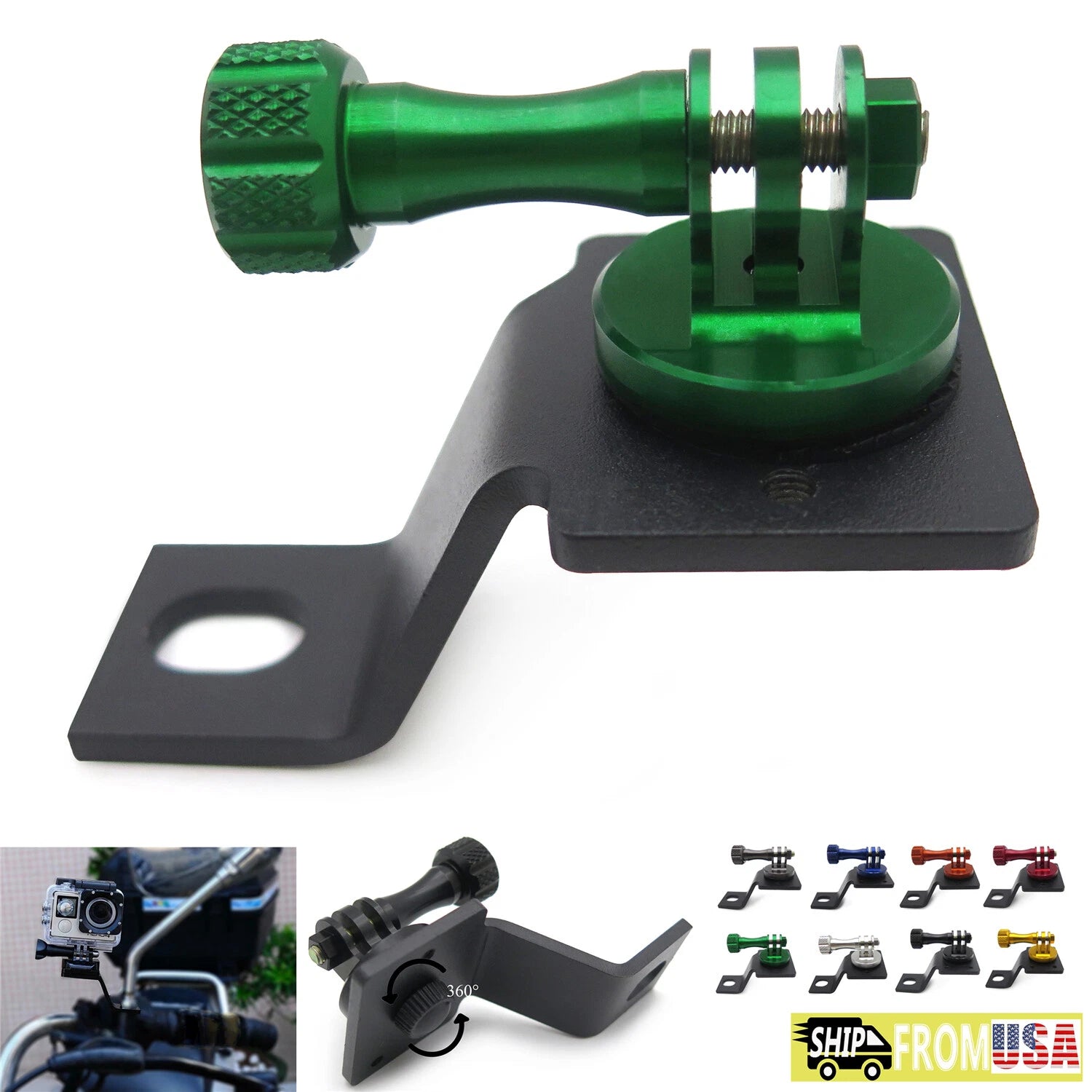 Aluminum Rearview Mirror Mount Bracket for GoPro Xiaoyi Camera