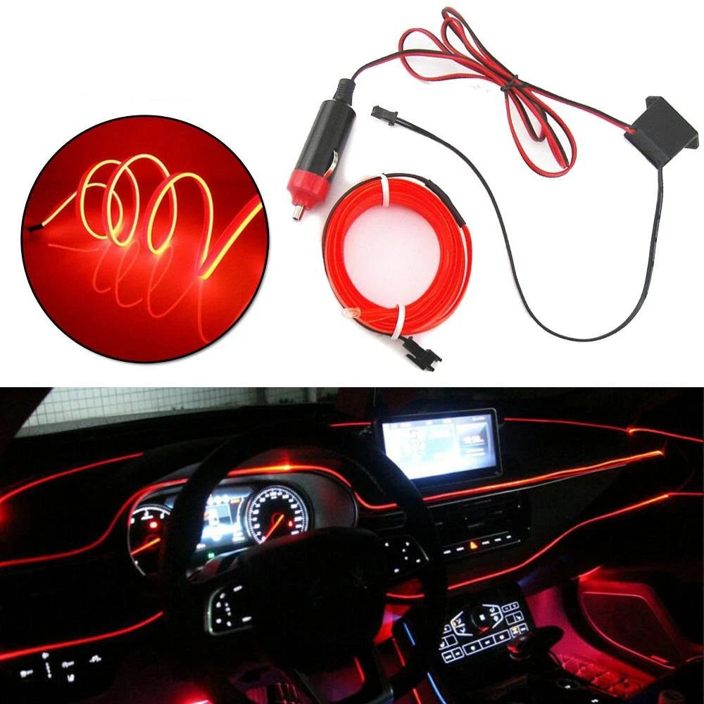 5M LED Light Strip for Car Dashboard (Cigarette Lighter, Red)