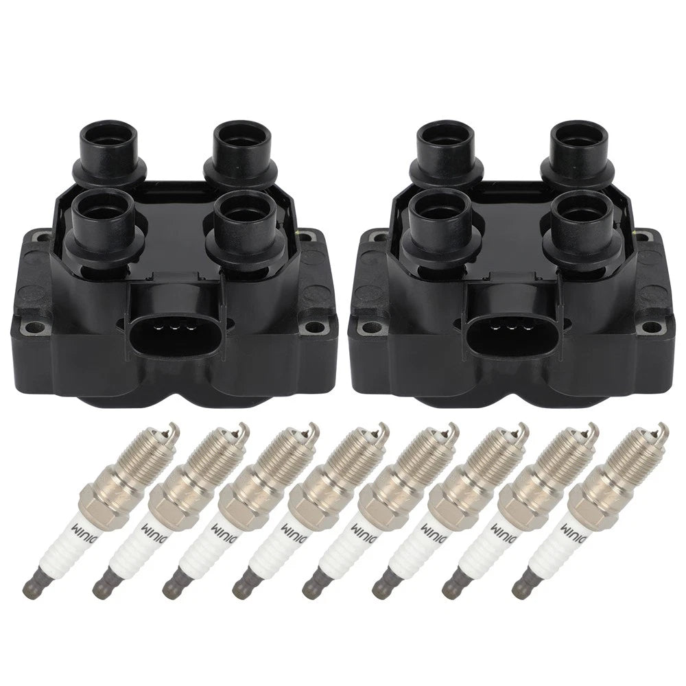 Set of 2 Ignition Coils & 8 Spark Plugs for Ford Ranger (1988-1997)