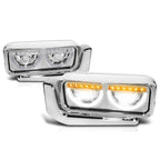 Full LED Dual U-Shape Halo DRL Headlights for Peterbilt 359 379 389 (1981–2021)
