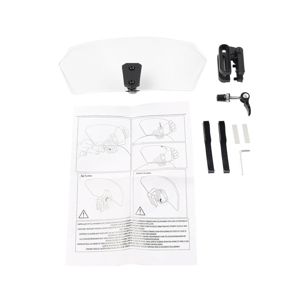 Universal Adjustable Clip-On Windshield Air Deflector for Cars (Clear/Black)