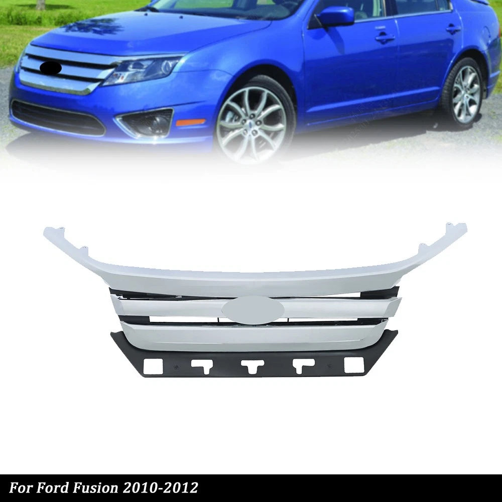 Set of 4 Front Upper Bumper Grilles for Ford Fusion (2010–2012) with Chrome Trim