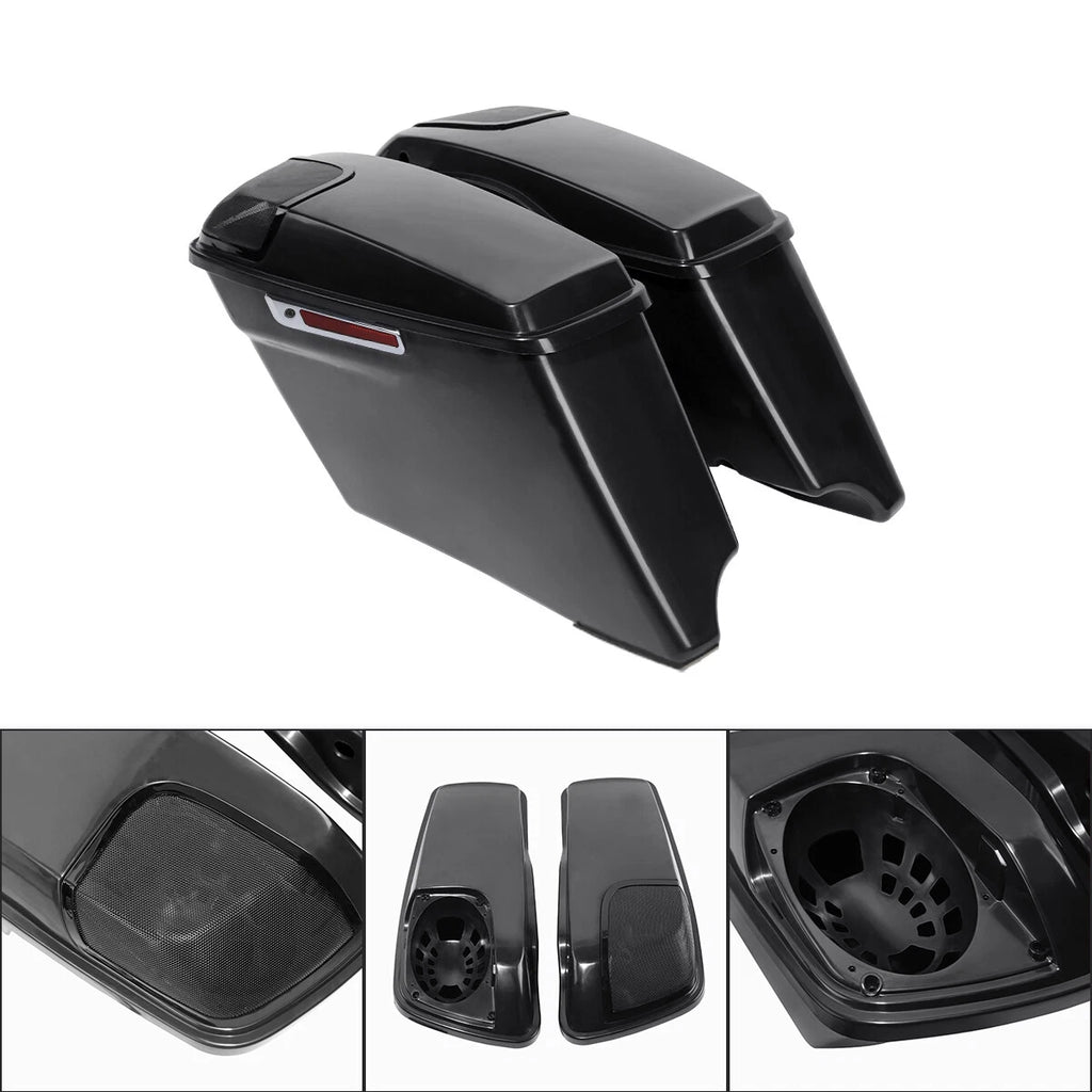 4'' Extended Hard Saddlebag for Harley Touring (1993–2013) 5x7" Speaker Cut Out