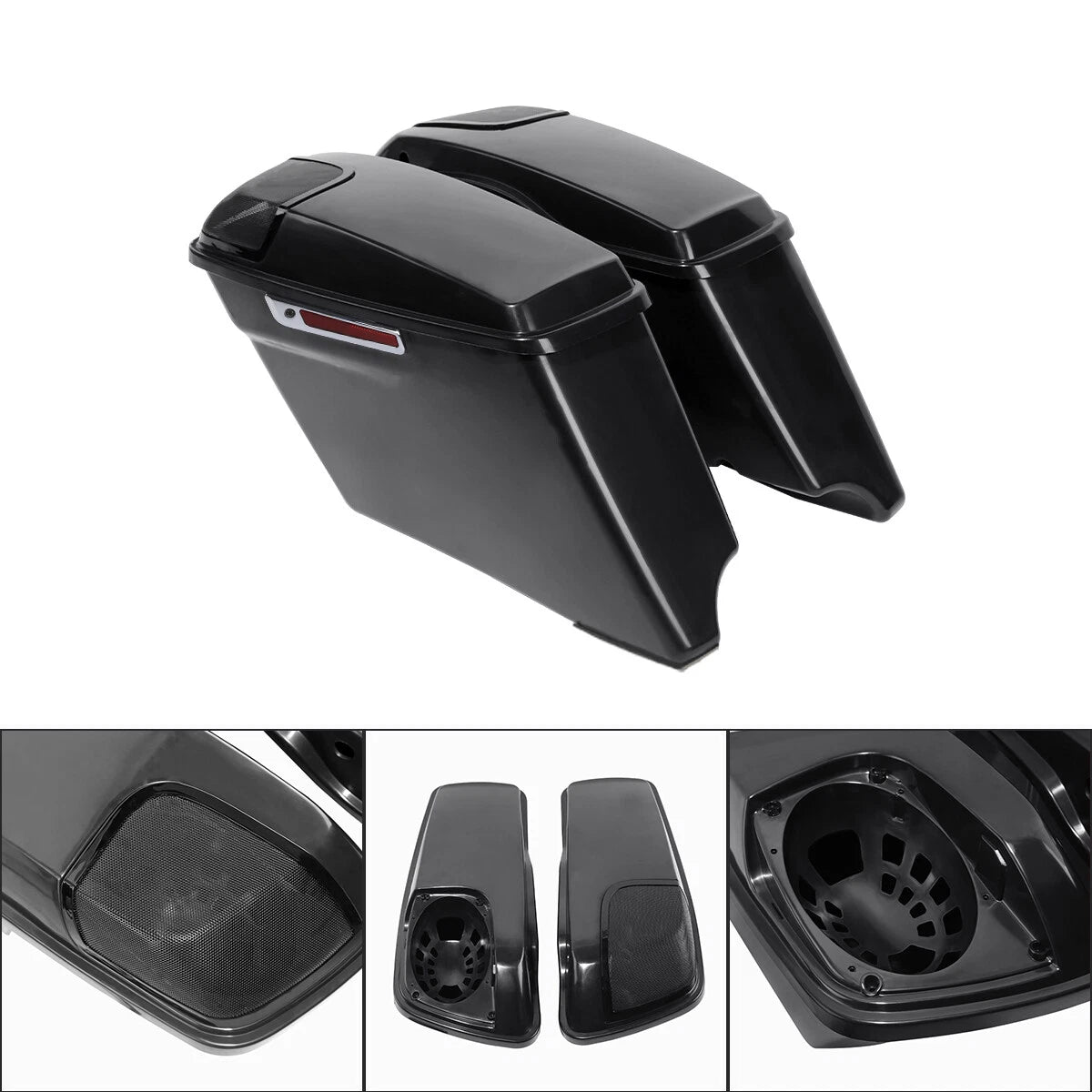 4'' Extended Hard Saddlebag for Harley Touring (1993–2013) 5x7" Speaker Cut Out