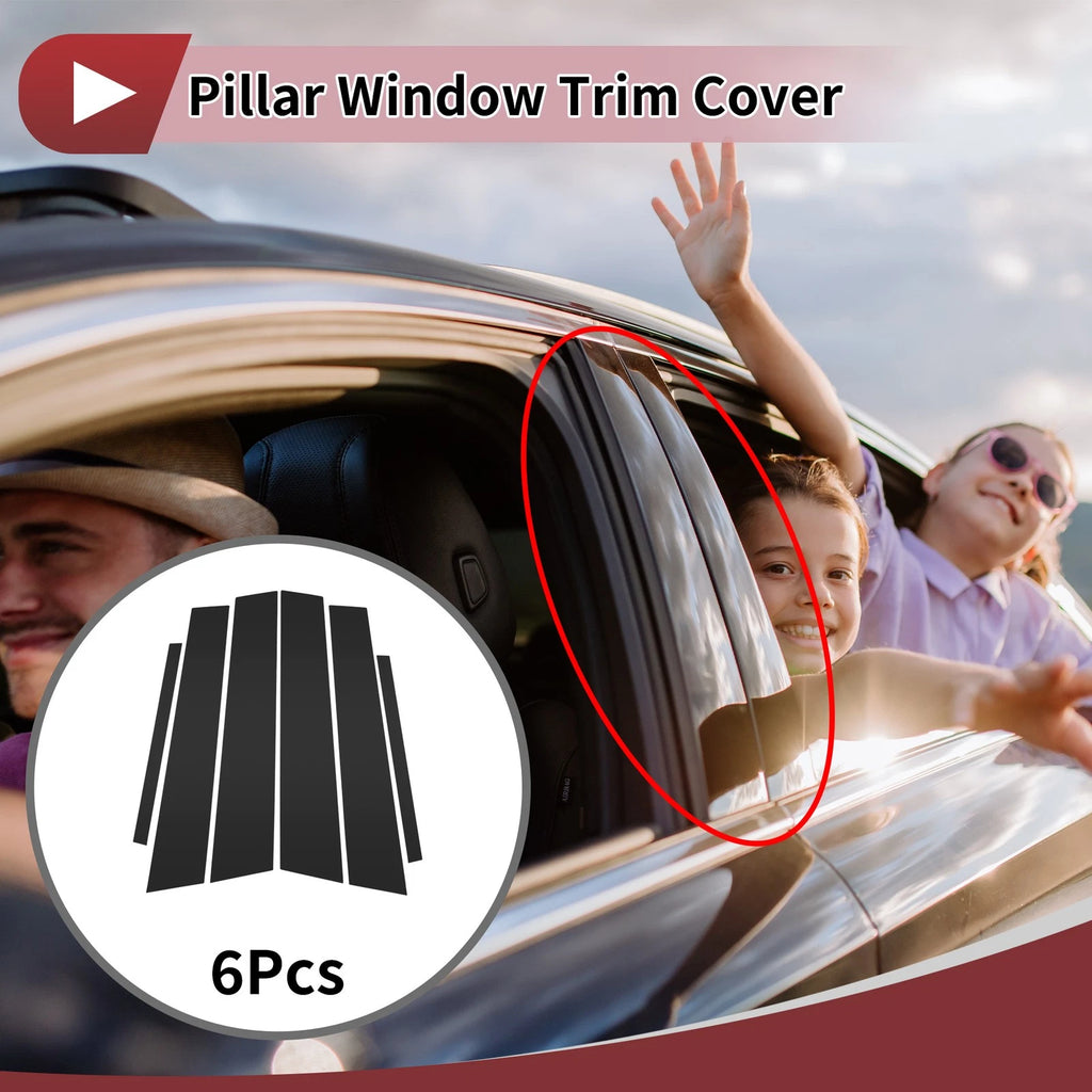 6 Pcs Car Door Pillar Window Trim for Honda City (2008–2014) Black