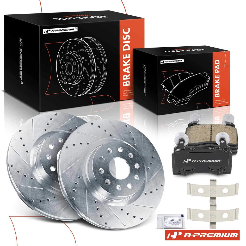 Set of 6 Front Drilled Brake Rotors & Ceramic Pads for Chevy Camaro Cadillac CTS