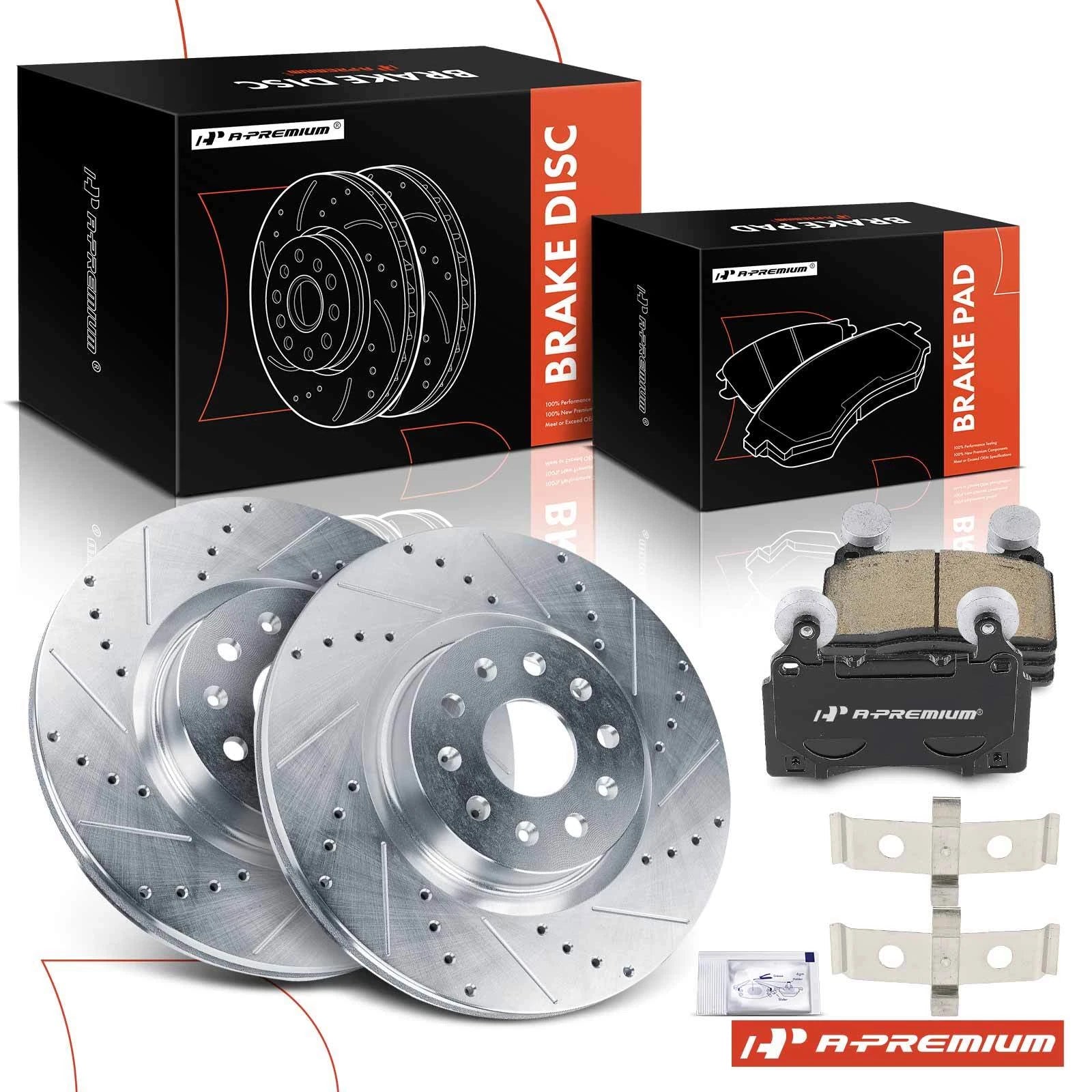 Set of 6 Front Drilled Brake Rotors & Ceramic Pads for Chevy Camaro Cadillac CTS