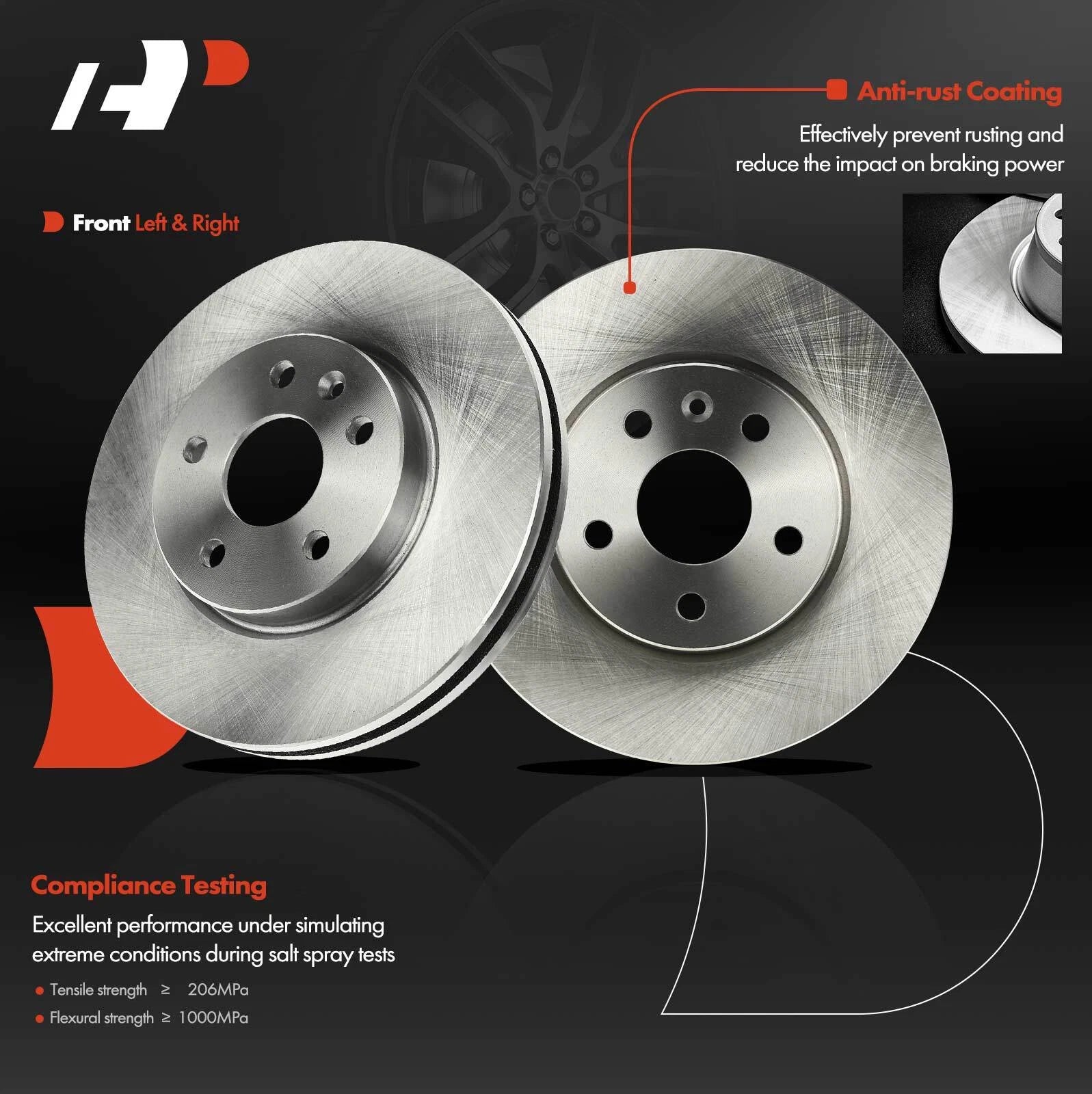 Front Disc Brake Rotors & Ceramic Pads for Chevy Cruze Volt (2016-2019)
