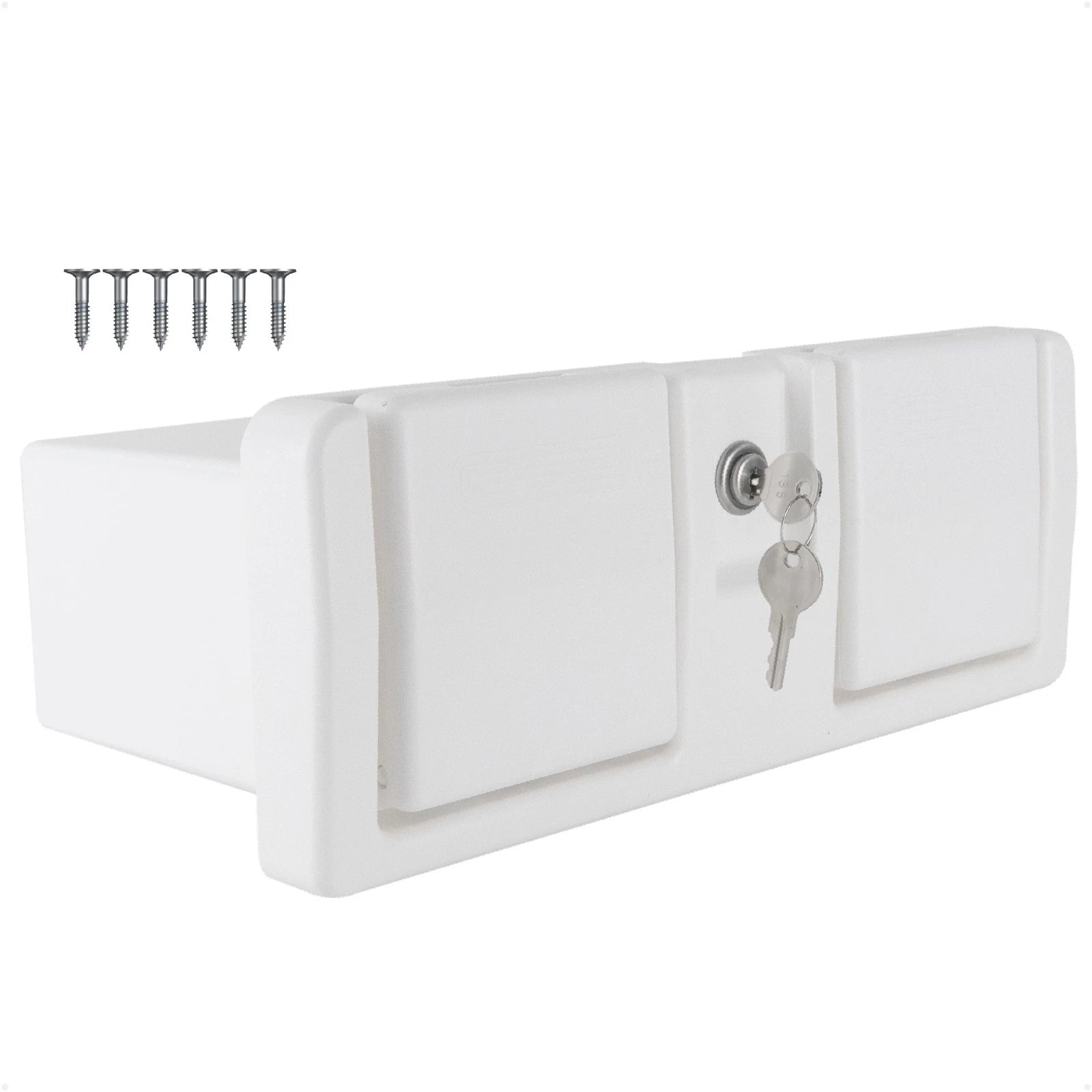 Glove Box with Drink Cup Holders for Boat (Lockable, White ABS Plastic)
