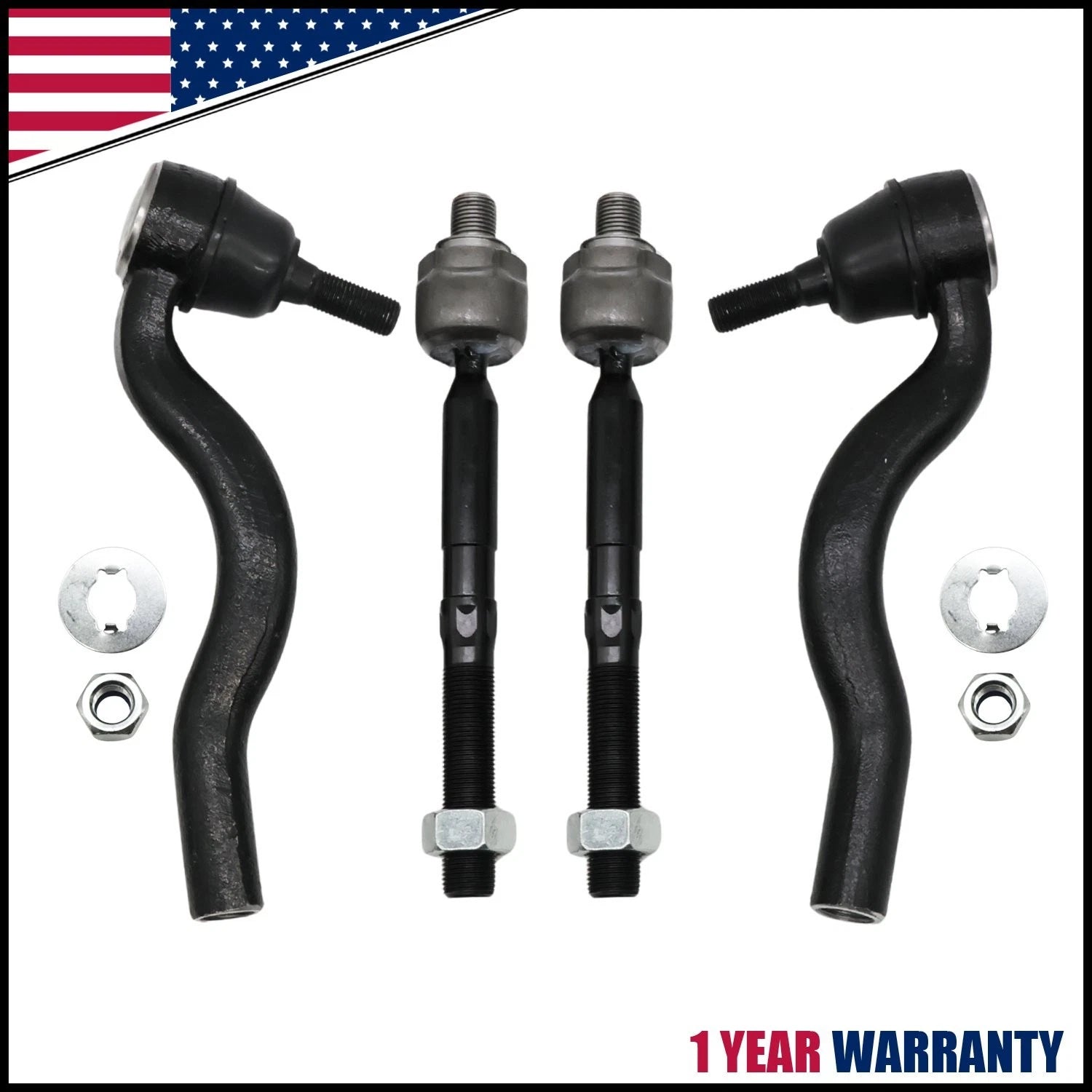 Set of 2 Front Inner Outer Tie Rods for Durango Grand Cherokee (2011–2015)