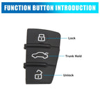 Key Fob Shell Case for Audi A4 A6 Q5 Q7 (2000–2023) 3 Button Black