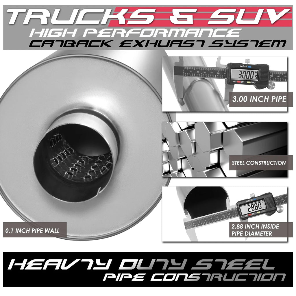 3" OD Exhaust Cat-Back System for Ram 1500 1998–2001 (3.9L, 5.2L, 5.9L)