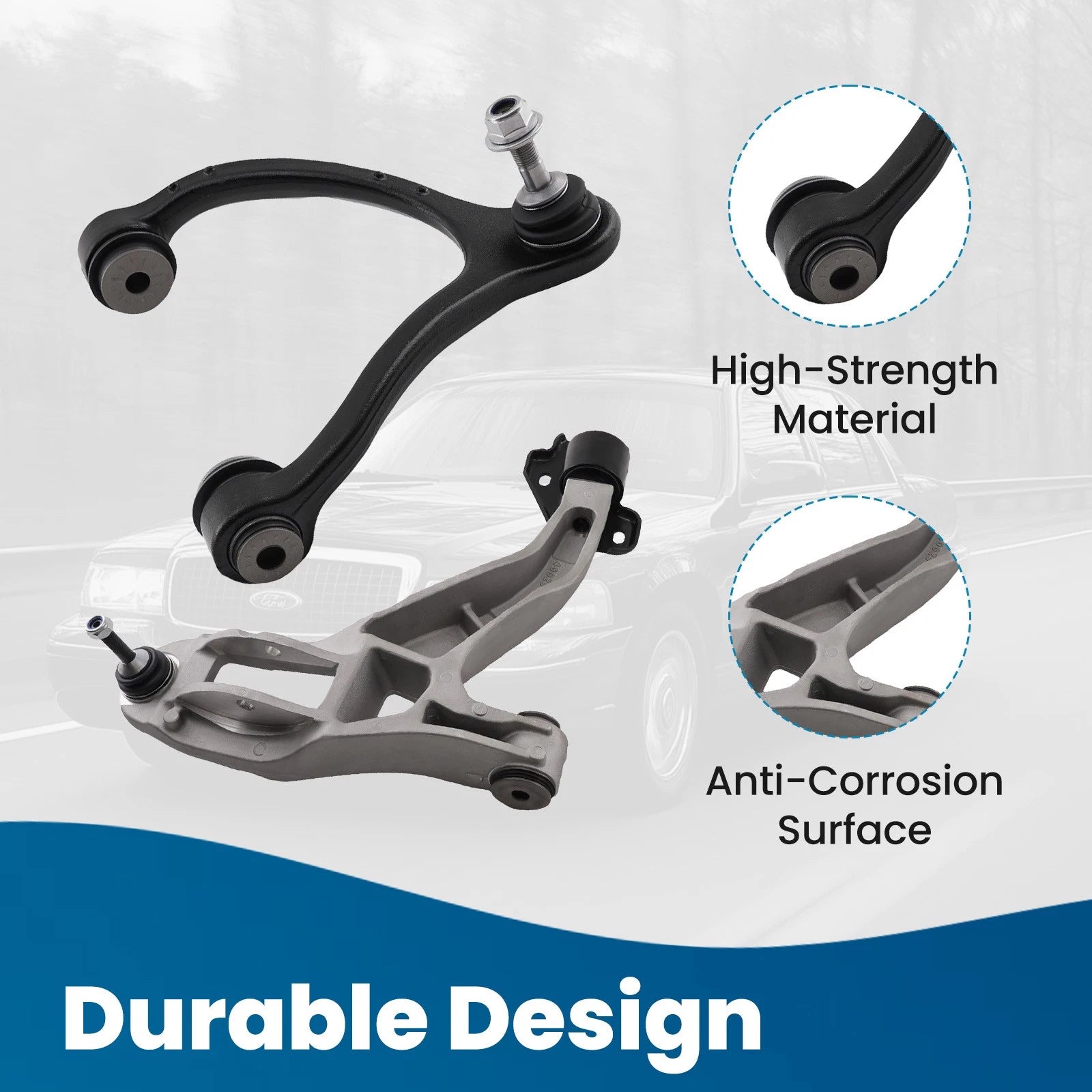 4X Front Upper Lower Control Arm for Ford Crown Victoria Town Car Marauder (2003–2006)