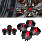 8PCS 63mm 2.5-Inch Red Slash Rim Center Cap Cover for Dodge (2009–2016)