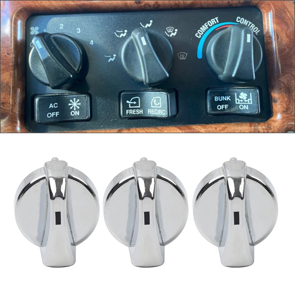3X Chrome A/C Heater Control Knob for Peterbilt 330 335 357 367 375 378 379 384