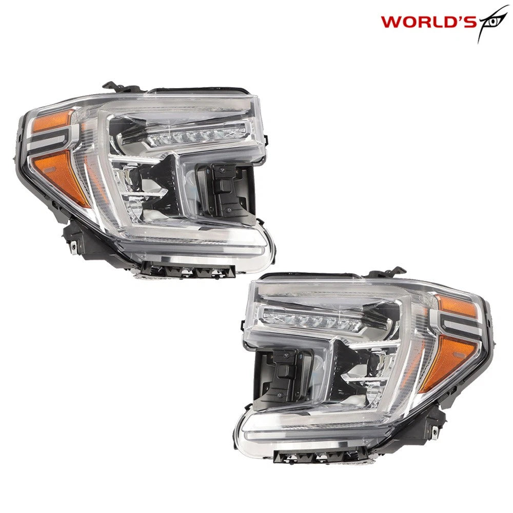 Set of 2 Chrome LED Headlights for GMC Sierra 1500 (2019–2021)