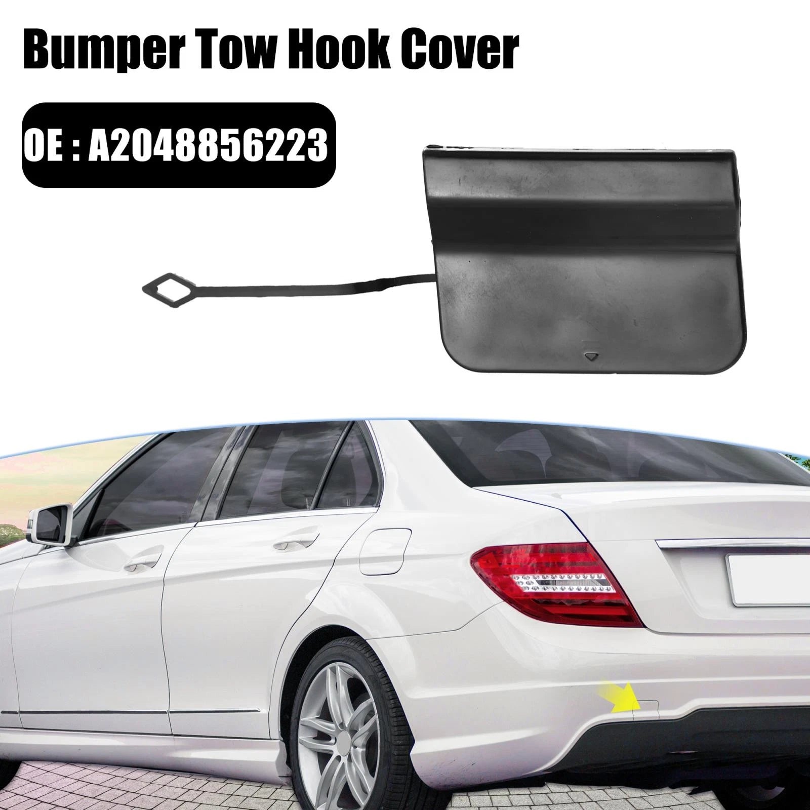 Tow Hook Cover A2048856223 for Mercedes Benz (2007–2014) Black