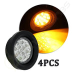 Set of 4 2.5" LED Amber Lights with Grommet for Truck/Boat/Caravan 12V