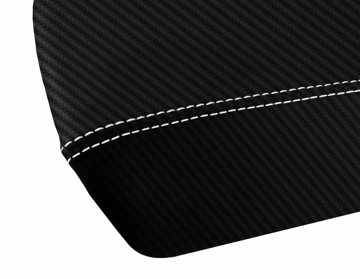 Console Lid Armrest Cover for Ford Edge (2011–2020) Carbon Fiber White Stitch