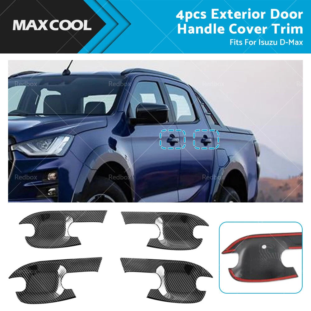 Carbon Fiber Door Handle Bowl Cover Trim for Isuzu D-Max (2021–2022)