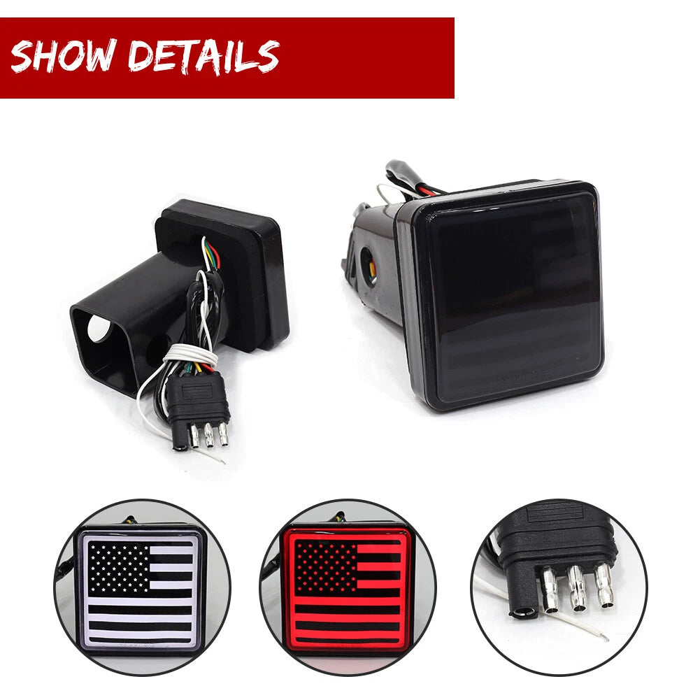 Smoked LED Brake Light for Trailer Hitch 2" (Fit American Flag)