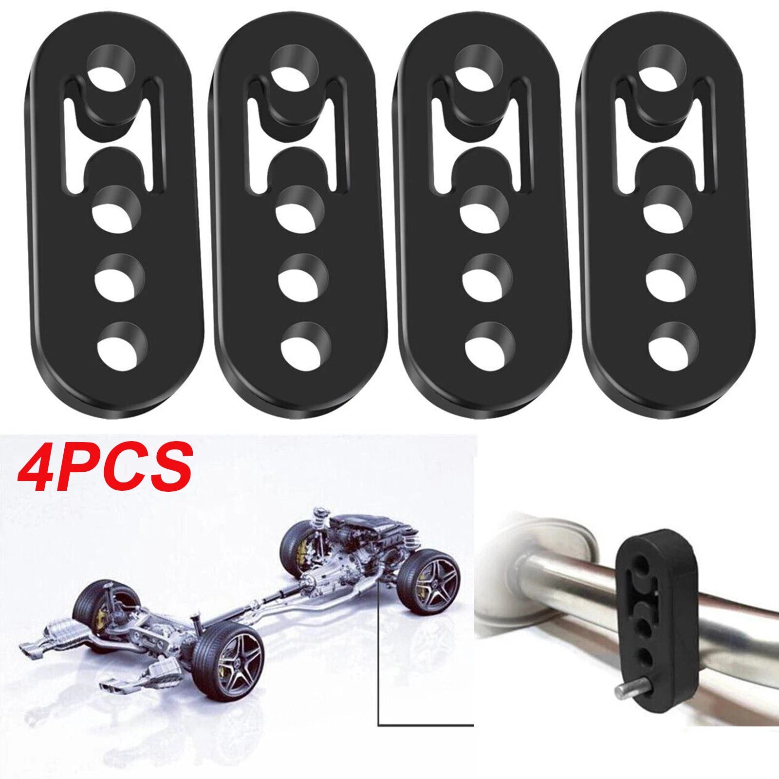 4Pc Black Exhaust Hanger Insulator Rubber for Exhaust Tailpipe Mount (1970–1979)