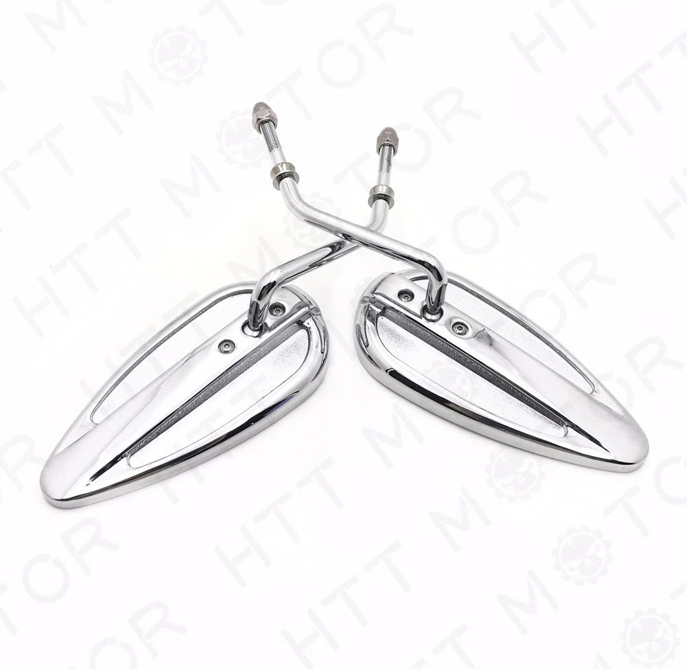 Pair Chrome Teardrop Racing Mirrors for Harley Street Bob Fat Bob (1982–2017)