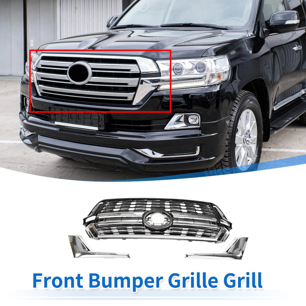 Front Upper Hood Bumper Grille for Toyota Land Cruiser LC200 (2016–2020) Black