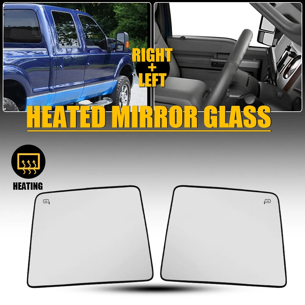 Set of 2 Heated Tow Mirror Glass for Ford Super Duty F250 F350 F450 (2008–2016)