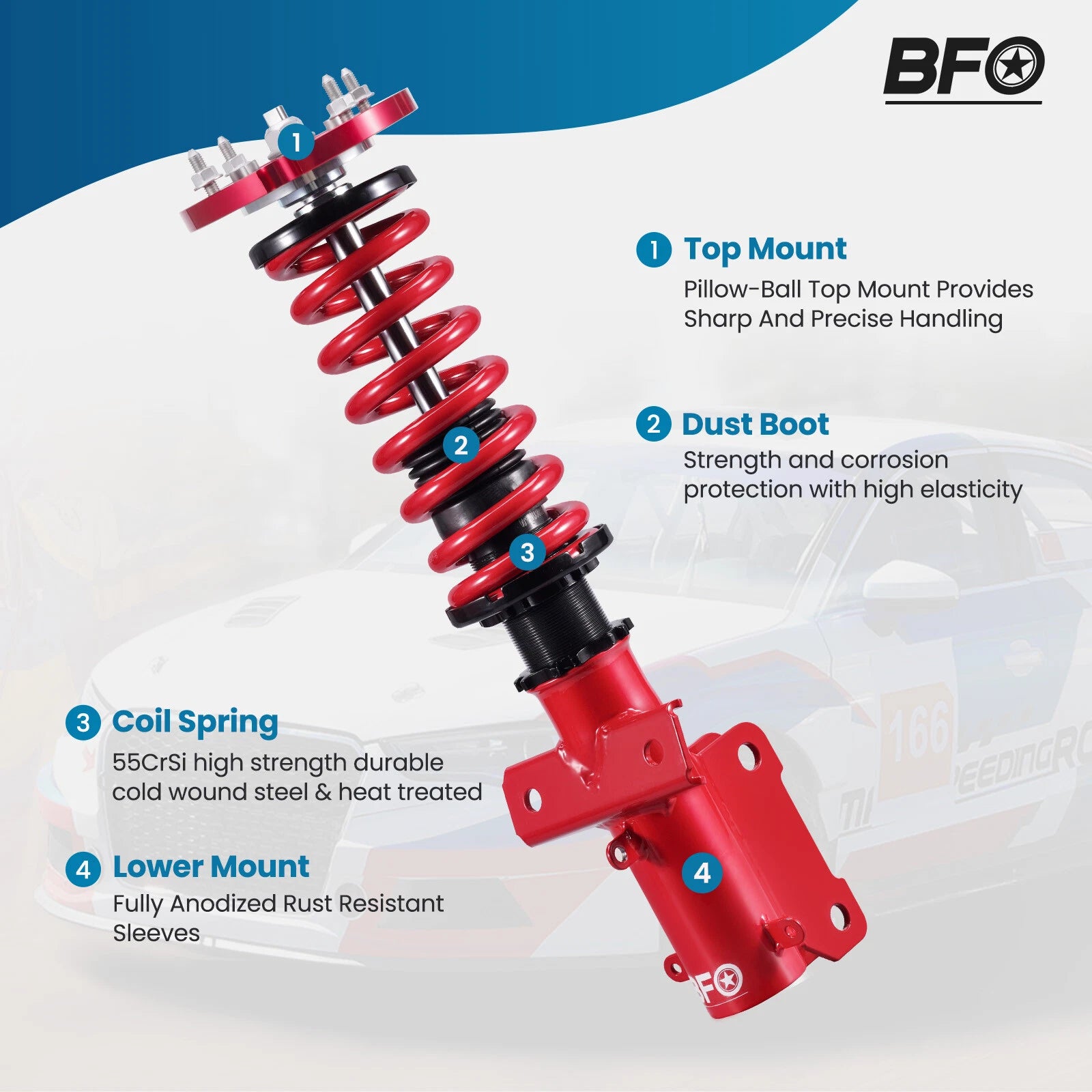 Coilover Shocks Springs Kit for Ford Mustang GT (2005-2014)