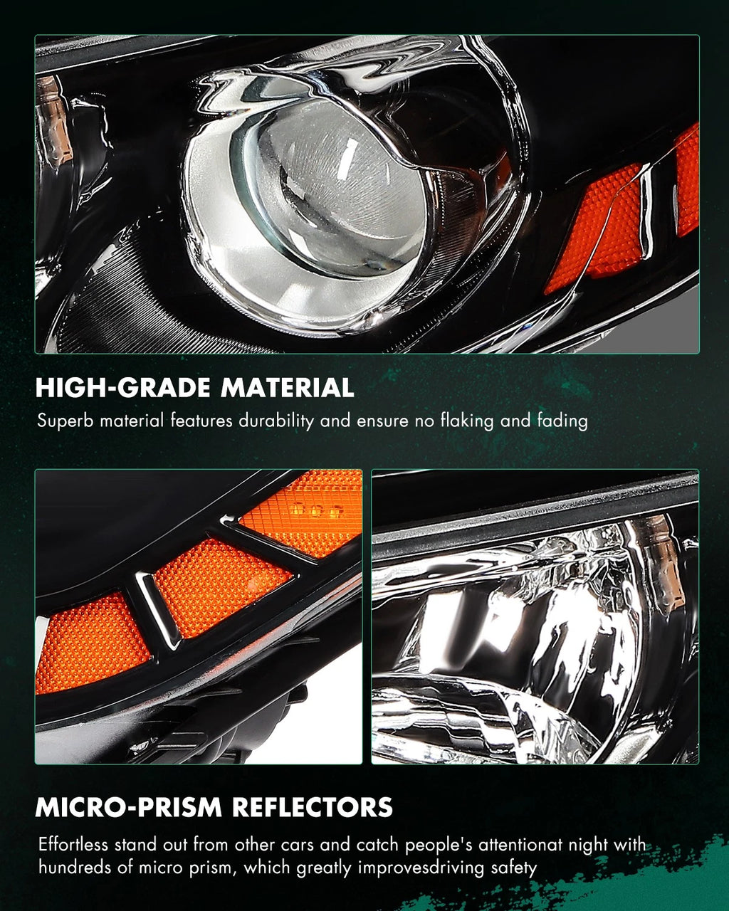 Set of 2 Black Housing Headlights Assembly for Kia Optima (2011–2013)