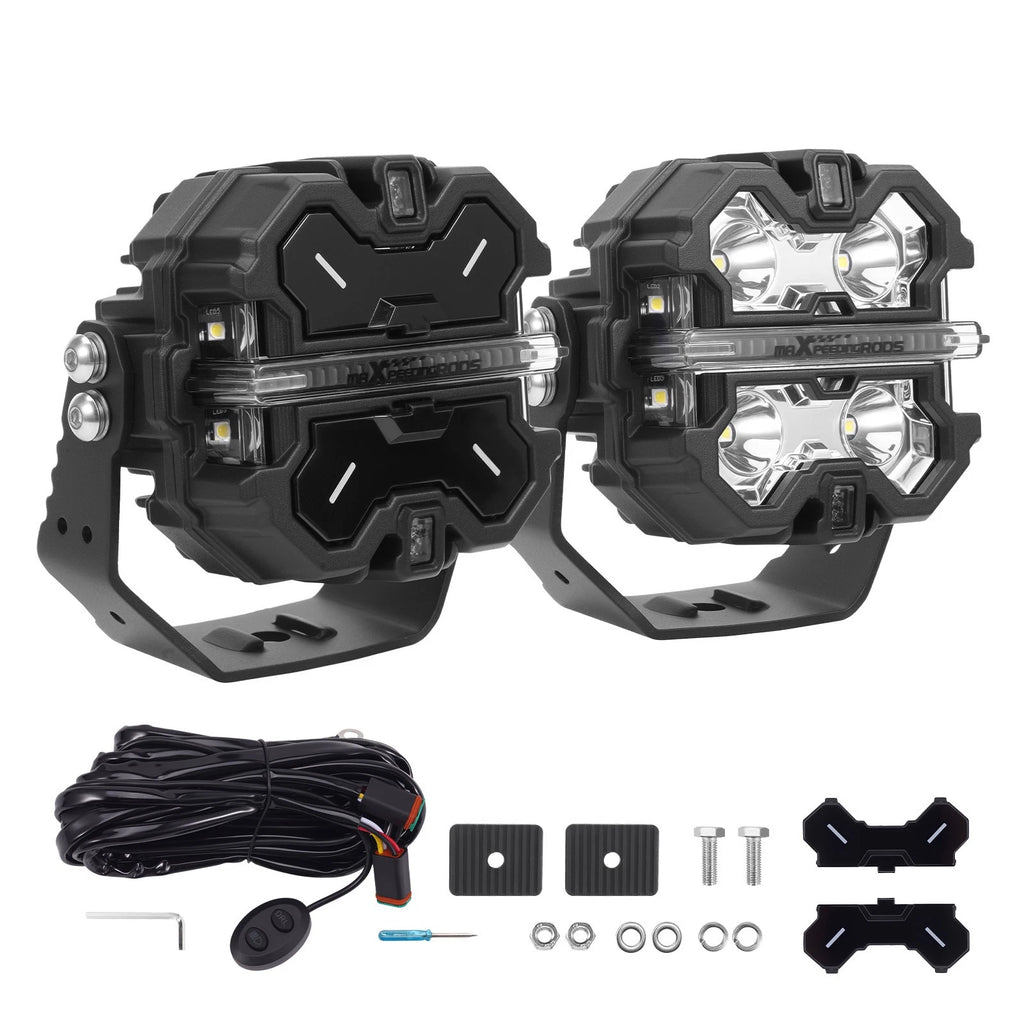 LED Light Pods for Off Road Vehicles (3.5 Inch, White Amber)