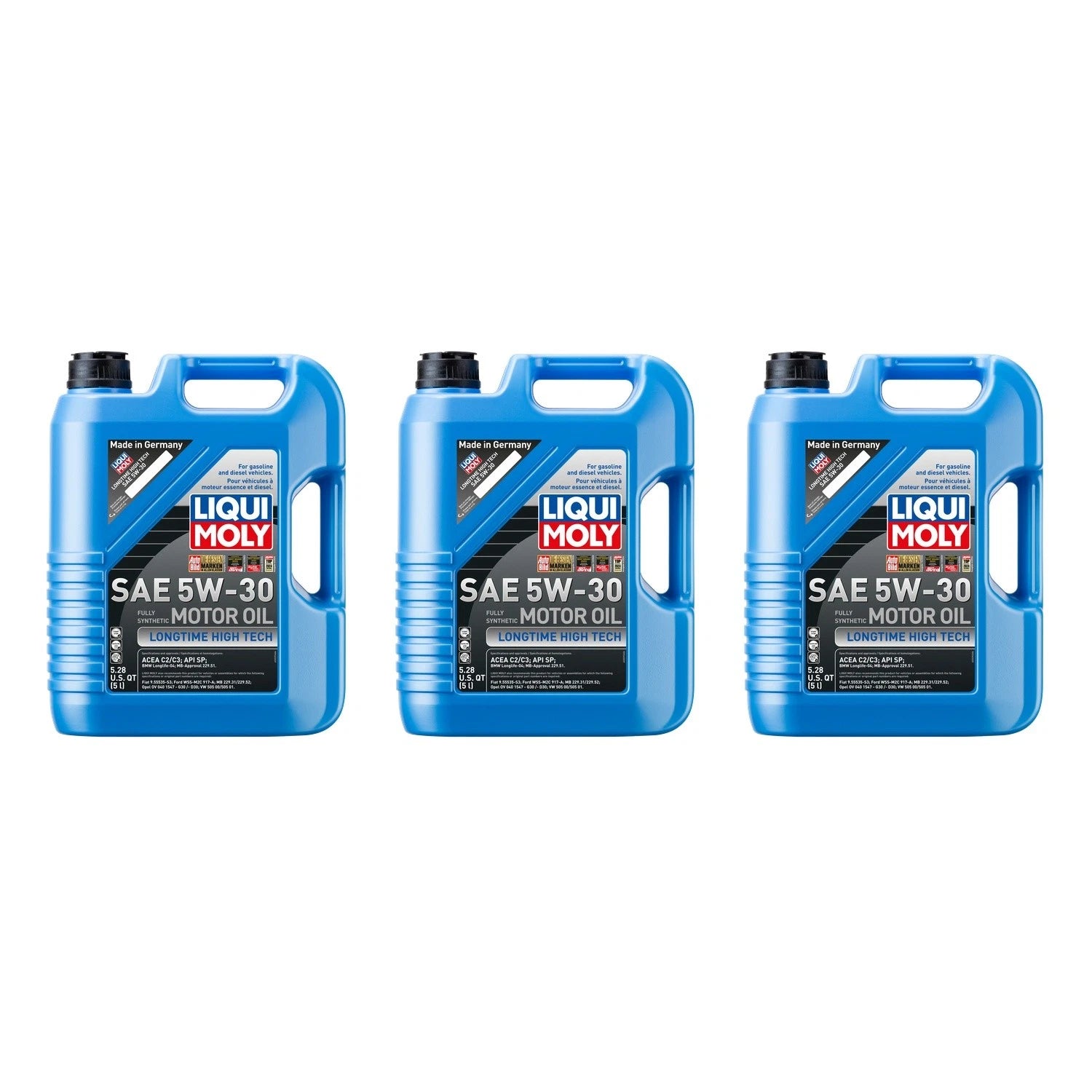 Set of 3 Liqui Moly 5W-30 Longtime High Tech Engine Motor Oil (15L)