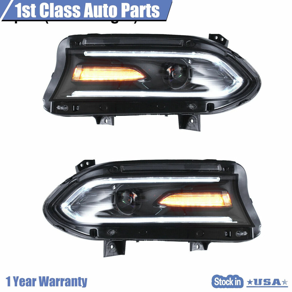 Pair of LED Dual Beam Projector Headlights for Dodge Charger (2015-2020)