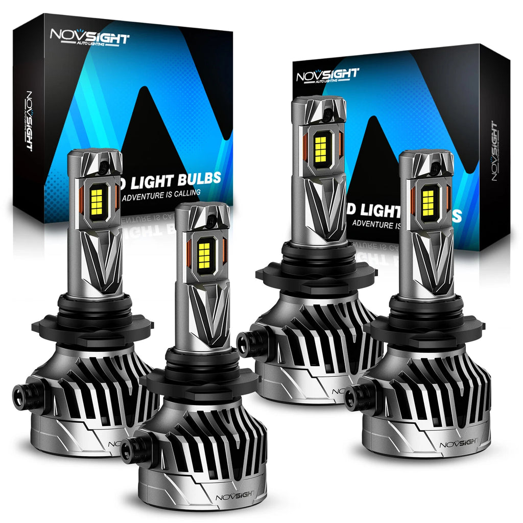 2X 9005/HB3 + 9006/HB4 LED Headlight Bulbs Kit for High Low Beam (6500K)