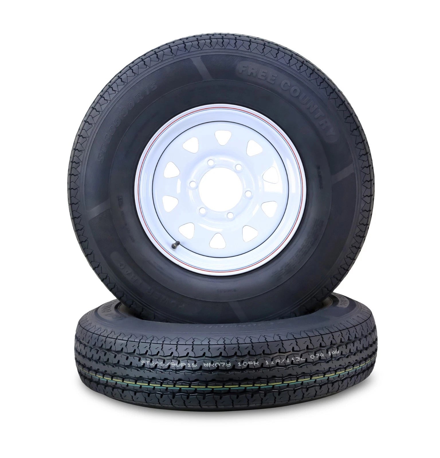 2 Free Trailer Tire Rims ST205/90R15 10-Ply 6 Lug x5.5 for Country Trailer