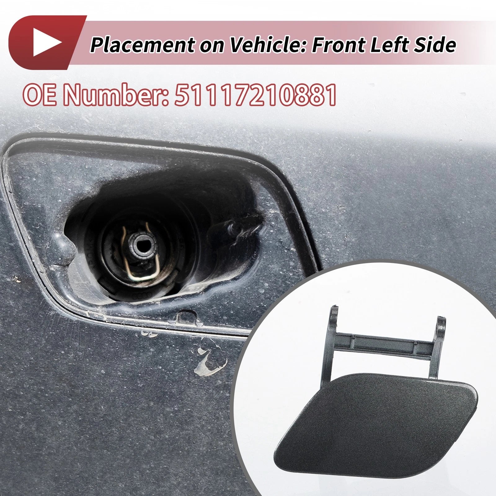Front Left Washer Nozzle Cover Cap No. 51117210881 for BMW 740i (2011–2015) Gray