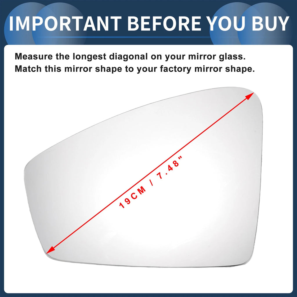 Left Side Heated White Mirror Glass for Volkswagen Touareg (2018–2022)