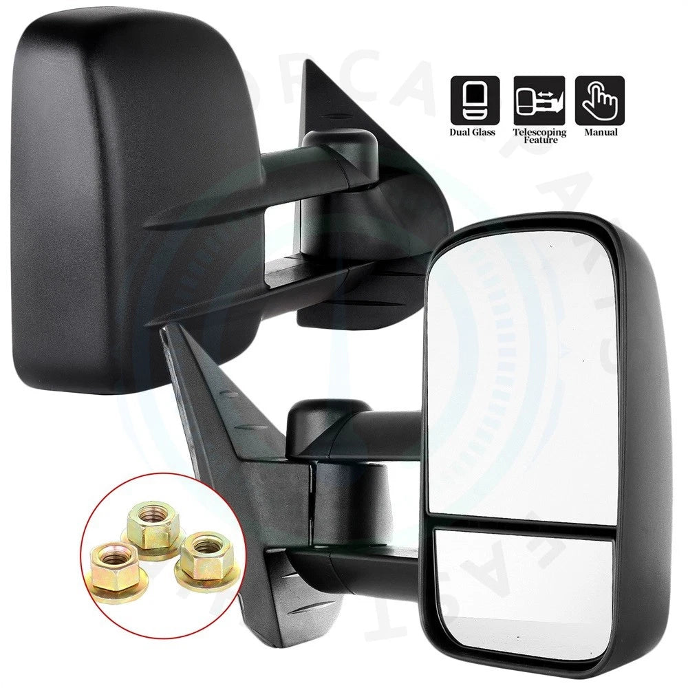 2X Manual Tow Mirrors for Chevy Silverado Sierra 1500 2500HD (2007–2013)