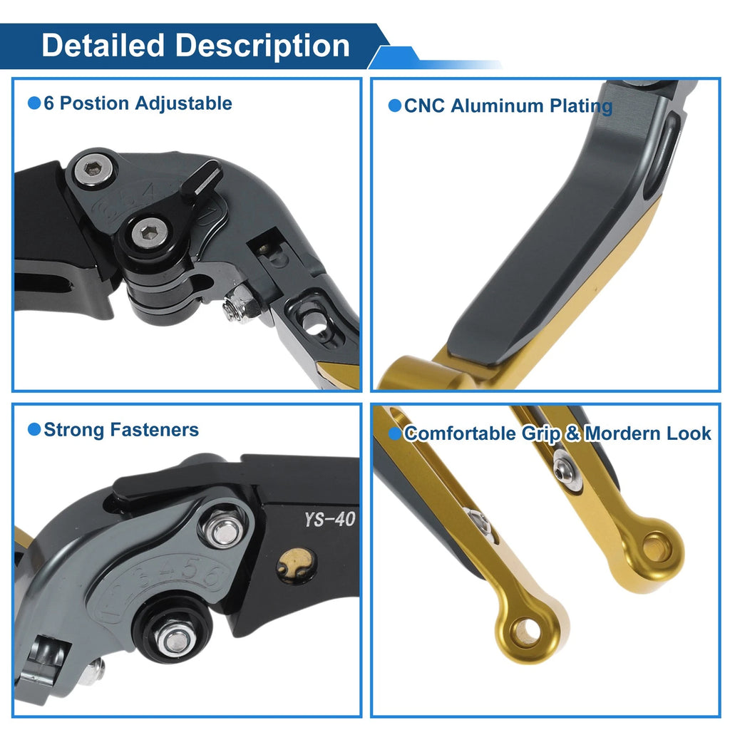 Adjustable Brake Clutch Lever for Honda CBR600RR (2003–2016) Titanium Gold Tone