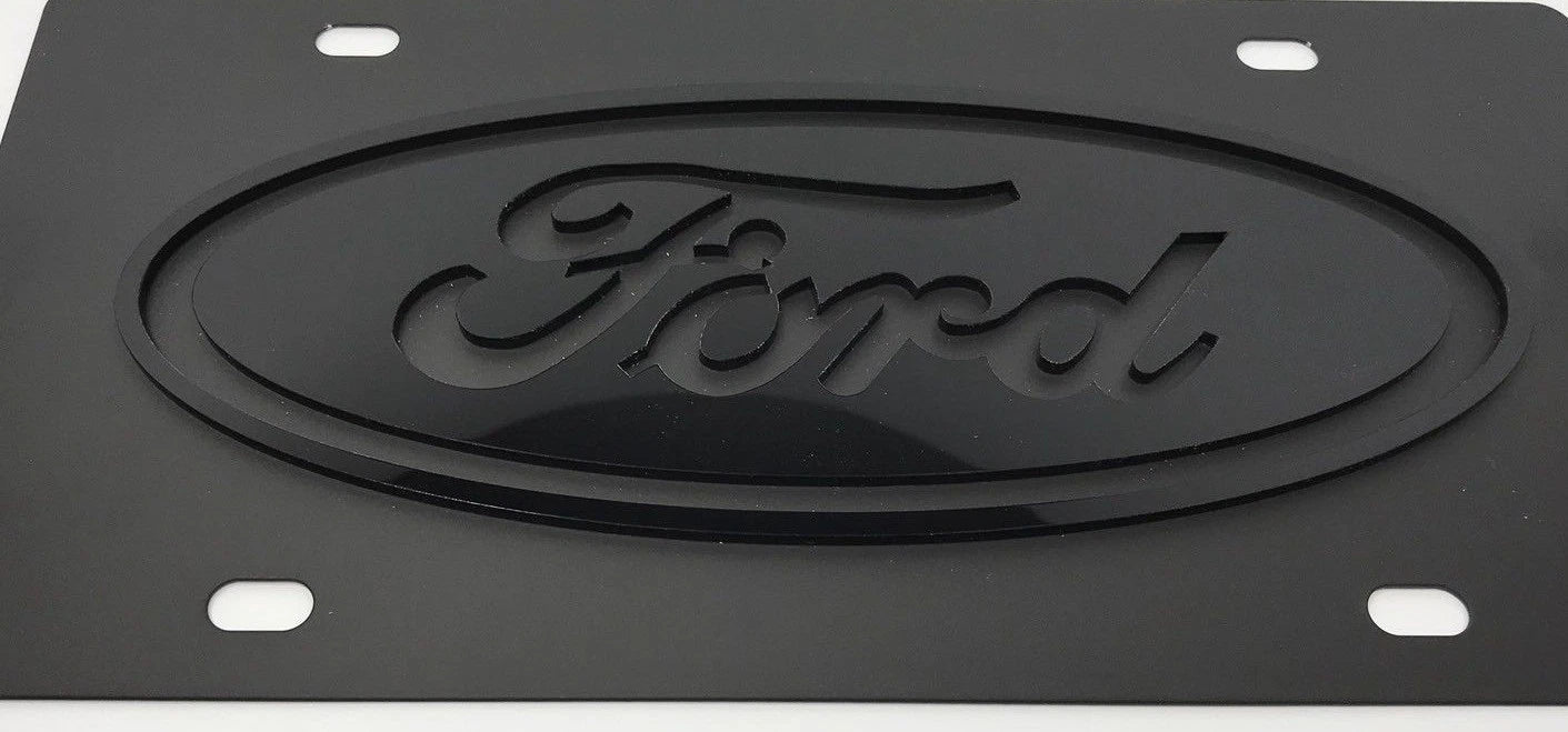 3D Front Ford Oval Emblem License Plate Logo for Black (2015–2025)
